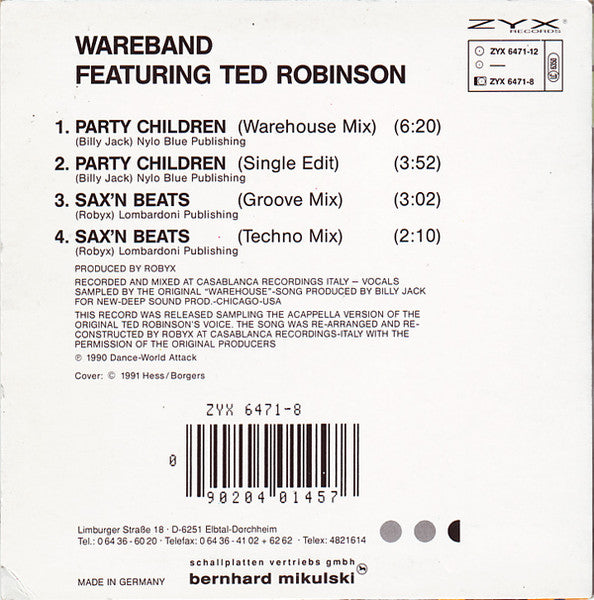 Wareband Featuring Ted Robinson* : Party Children (CD, Maxi)