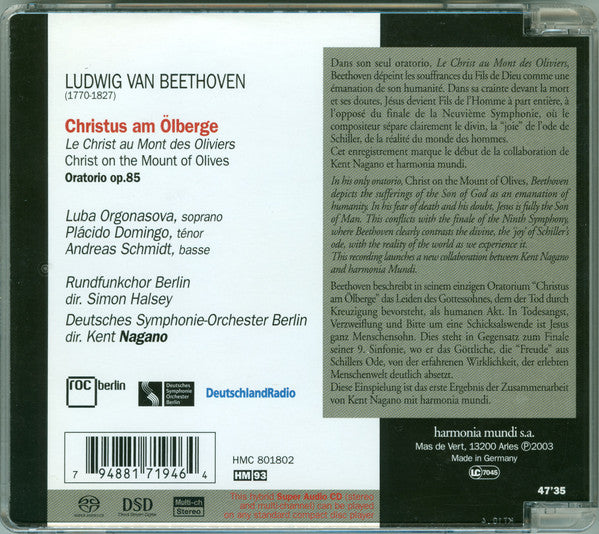Beethoven* - Plácido Domingo*, Luba Orgonasova, Rundfunkchor Berlin, Deutsches Symphonie-Orchester Berlin, Kent Nagano : Christus am Ölberge (SACD, Hybrid, Multichannel, Album)