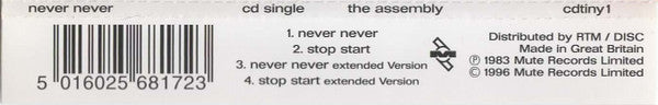 The Assembly : Never Never (CD, Single, RE)