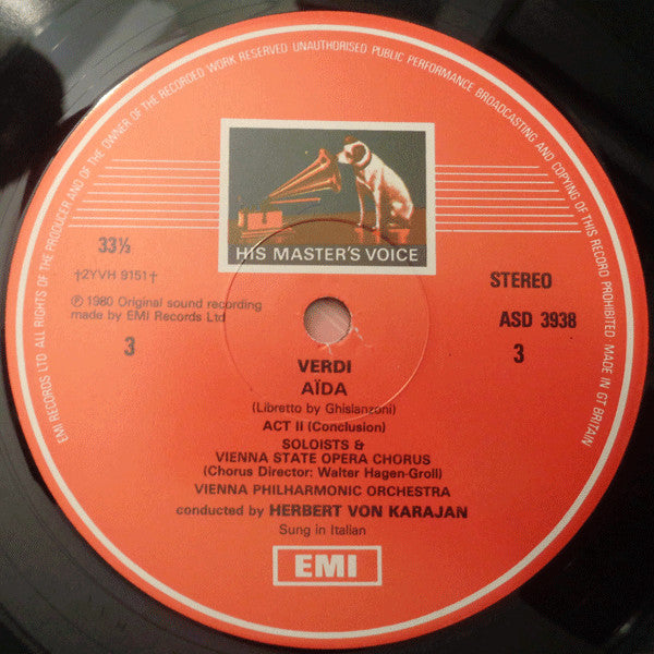 Giuseppe Verdi, Mirella Freni, José Carreras, Agnes Baltsa, Piero Cappuccilli, Ruggero Raimondi, José van Dam, Katia Ricciarelli, Thomas Moser, Wiener Staatsopernchor, Wiener Philharmoniker, Herbert Von Karajan : Aida (3xLP + Box)