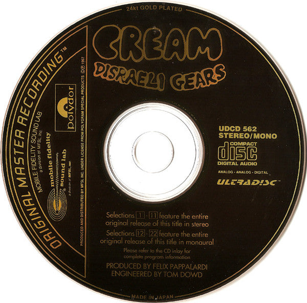 Cream (2) : Disraeli Gears (CD, Album, Mono, RE, RM, 24k)