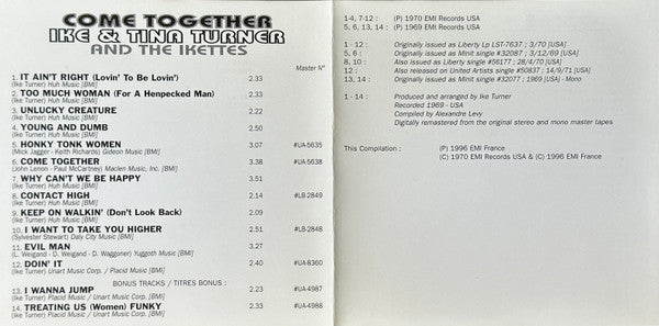 Ike &amp; Tina Turner And The Ikettes : Come Together (CD, Album, Ltd, Num, RE)