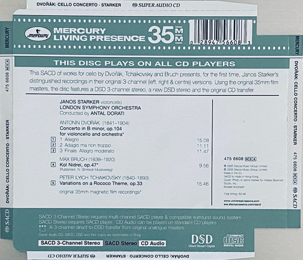 Dvořák* / Bruch* / Tchaikovsky*, Janos Starker, Antal Dorati, London Symphony Orchestra : Cello Concerto In B Minor, Op.104 / Kol Nidrei / Variations On A Rococo Theme (SACD, Hybrid, Multichannel, Comp)