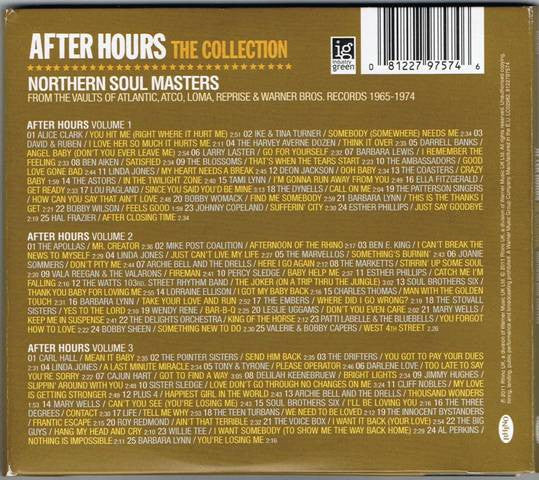 Various : After Hours: The Collection (Northern Soul Masters From The Vaults Of Atlantic, Atco, Loma, Reprise &amp; Warner Bros. Records 1965-1974) (3xCD, Comp)