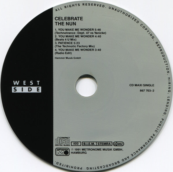 Celebrate The Nun : You Make Me Wonder (CD, Maxi)