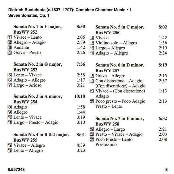 Buxtehude* : John Holloway, Jaap ter Linden, Lars Ulrik Mortensen : Complete Chamber Music Vol. 1 : Seven Sonatas, Op. 1 (CD, Album, RE)