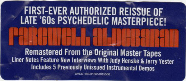 Judy Henske &amp; Jerry Yester : Farewell Aldebaran (CD, Album, RE, RM, Dig)