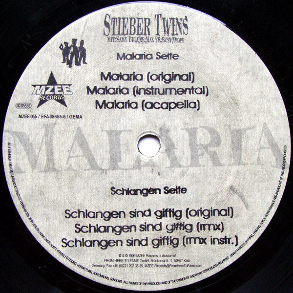 Stieber Twins Mit Samy Deluxe ; Max FK* ; Busy ; Tropf : Malaria (12", Maxi)