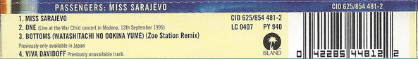 Passengers : Miss Sarajevo (CD, Single)