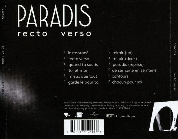 Paradis (2) : Recto Verso (CD, Album)