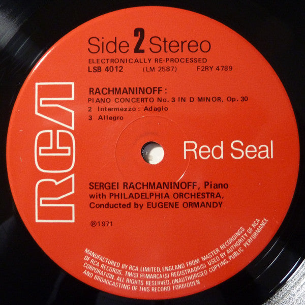 Sergei Rachmaninoff : Rachmaninoff Plays His Complete Works For Piano And Orchestra Volume 2 (LP, Album)