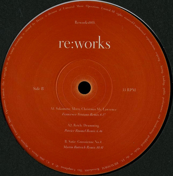 Ryuichi Sakamoto, Steve Reich, Erik Satie : Re:works Vol. 1 (12&quot;)