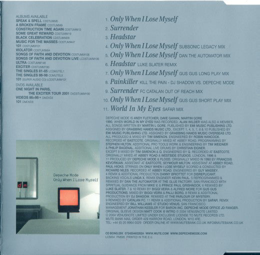 Depeche Mode : Only When I Lose Myself (CD, Single, RE, RP, J-C)