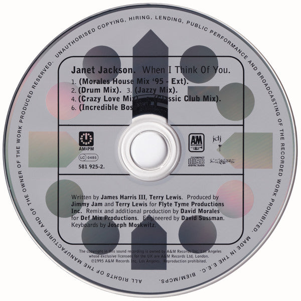 Janet Jackson : When I Think Of You (The David Morales Remixes) (CD, Single, Ltd)