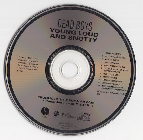 Dead Boys* : Young Loud And Snotty (CD, Album, RE)