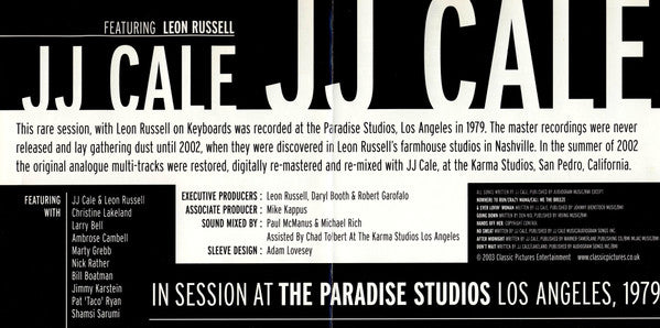 JJ Cale* Featuring Leon Russell : In Session At The Paradise Studios, Los Angeles, 1979 (CD, Album)