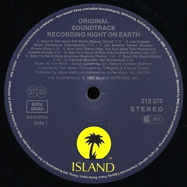 Tom Waits : Night On Earth (Original Soundtrack Recording) (LP, Album)
