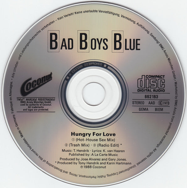 Bad Boys Blue : Hungry For Love (Hot-House Sex Mix) (CD, Maxi)