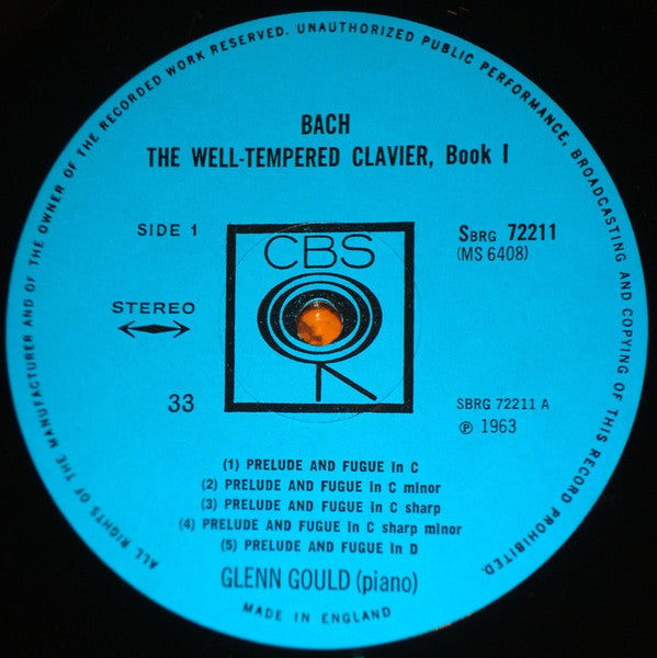 Bach* / Glenn Gould : The Well-Tempered Clavier, Book I, Preludes And Fugues 1-8 (LP)
