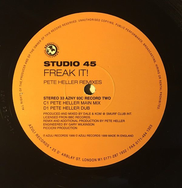 Studio 45 : Freak It! (Remixes By Pete Heller / Black Science Orch.) (2x12&quot;, TP)
