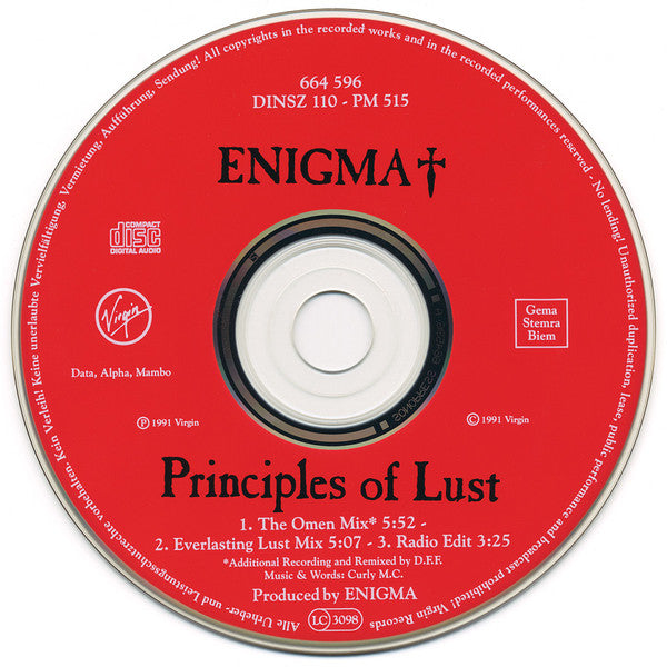 Enigma : Principles Of Lust (Special Limited Edition Club Mix) (CD, Maxi, Ltd)
