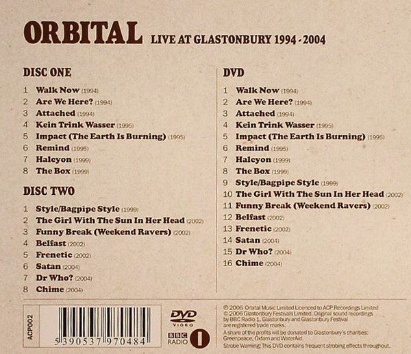 Orbital : Live At Glastonbury 1994 - 2004 (2xCD, Album + DVD-V, NTSC, PCM)
