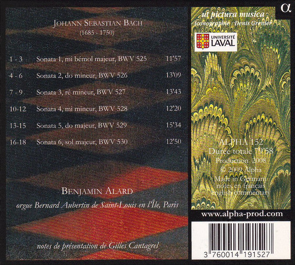 Johann Sebastian Bach - Benjamin Alard : Sonate A 2 Clav. &amp; Pedal. BWV 525 - 530 (CD, Album)
