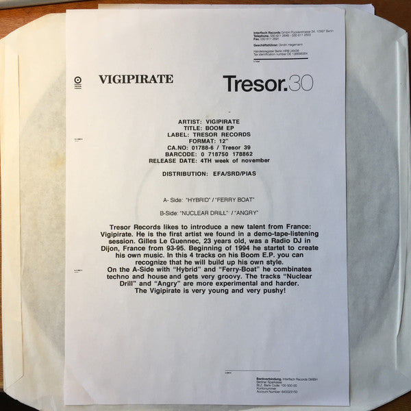 Vigipirate : Boom EP (12&quot;, EP, W/Lbl)