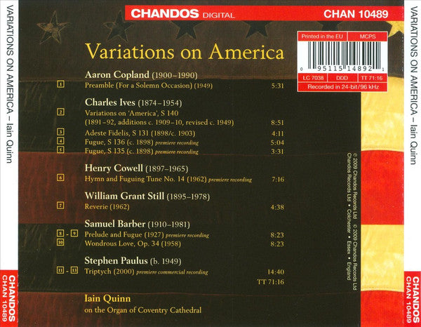 Iain Quinn : Variations On America (Iain Quinn Plays American Organ Works On The Organ Of Coventry Cathedral) (CD, Album)