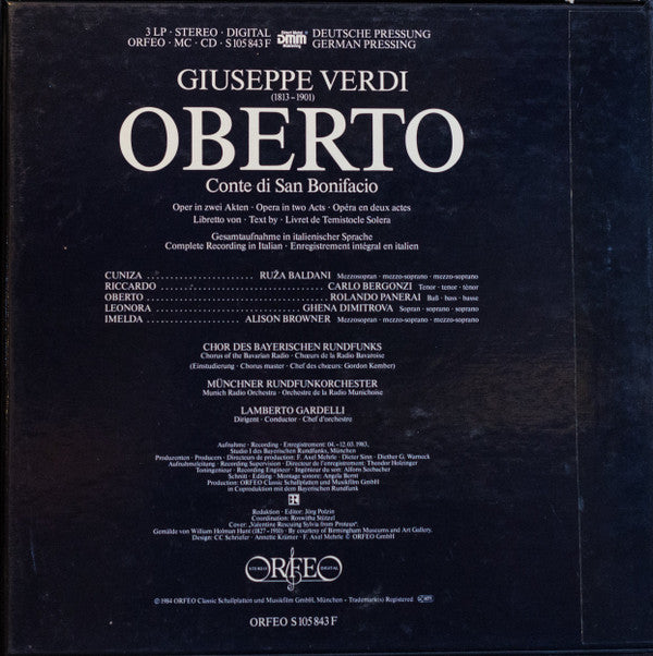 Verdi*  -  Ghena Dimitrova, Carlo Bergonzi, Rolando Panerai, Ruža Baldani, Alison Browner, Lamberto Gardelli : Oberto (3xLP, Album + Box)
