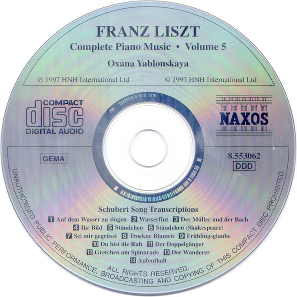 Franz Liszt, Oxana Yablonskaya : Schubert Song Transcriptions (CD, Album)