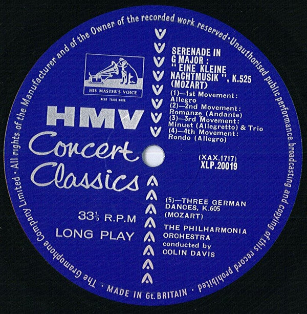 Mozart* - Philharmonia Orchestra, Colin Davis* : Night Music (LP, Mono)