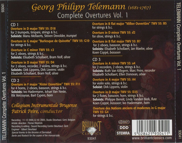 Telemann* - Collegium Instrumentale Brugense, Patrick Peire : Complete Overtures Vol. 1 (3xCD)