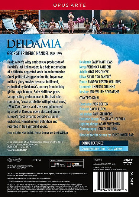 Georg Friedrich Händel, Sally Matthews, Veronica Cangemi, Olga Pasichnyk, Silvia Tro Santafé, Andrew Foster-Williams, Umberto Chiummo, Jan-Willem Schaafsma, Concerto Köln , Conductor: Ivor Bolton , Director: David Alden : Deidamia (DVD-V, NTSC)