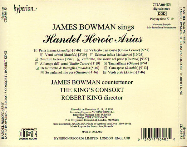 Handel* - James Bowman (2), The King&#39;s Consort, Robert King (9) : James Bowman Sings Handel Heroic Arias (CD, Album)