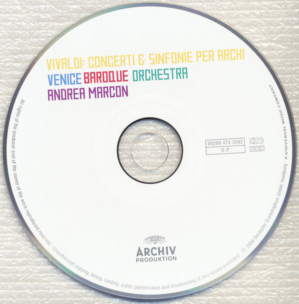 Vivaldi* - Venice Baroque Orchestra, Andrea Marcon : Concerti &amp; Sinfonie Per Archi (CD, Album)