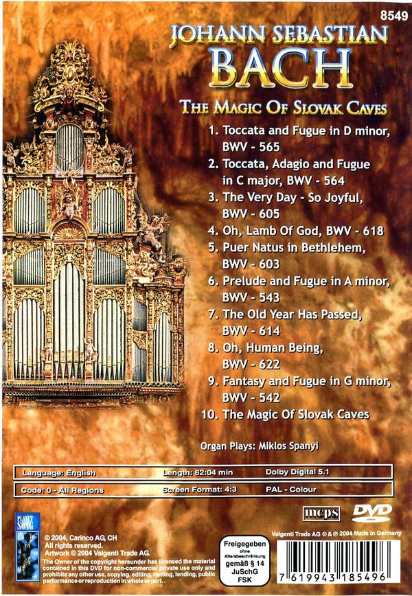 Johann Sebastian Bach : The Magic Of Slovak Caves (DVD-V, RE, PAL, All)