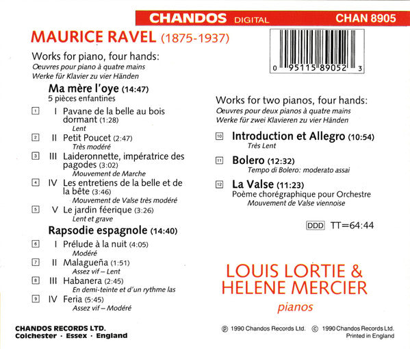 Louis Lortie, Hélène Mercier, Maurice Ravel : Music For Four Hands (CD, Album)
