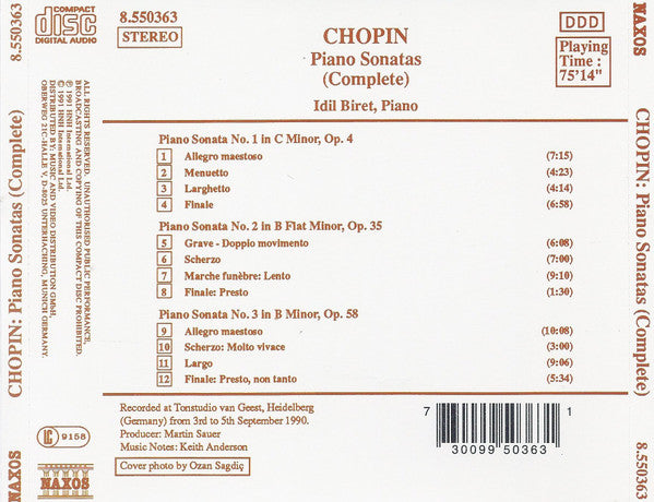 Chopin*, Idil Biret : Piano Sonatas No.1, Op. 4 • No. 2, Op. 35 • No. 3, Op. 58 (CD, Album)