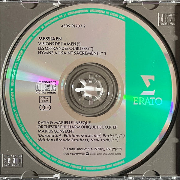 Messiaen* - Katia Et Marielle Labèque, Orchestre Philharmonique De L&#39;O.R.T.F.*, Marius Constant : Visions De L&#39;Amen / Les Offrandes Oubliées / Hymne Au Saint-Sacrement (CD, Album, Comp, RM)