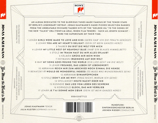 Jonas Kaufmann : You Mean The World To Me (CD, Album)