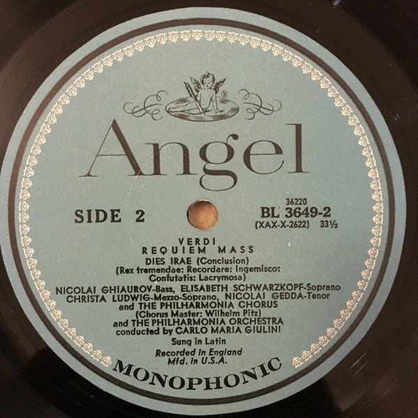 Verdi*, Elisabeth Schwarzkopf, Christa Ludwig, Nicolai Gedda, Nicolai Ghiaurov, Philharmonia Orchestra, Philharmonia Chorus, Carlo Maria Giulini : Requiem (2xLP, Mono + Box)