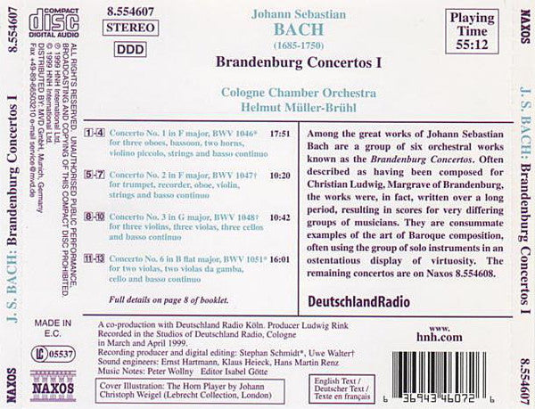 Johann Sebastian Bach - Kölner Kammerorchester, Helmut Müller-Brühl : Brandenburg Concertos I (CD)