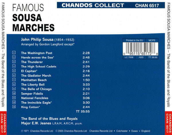 The Band Of The Blues &amp; Royals, E.W. Jeanes : Famous Sousa Marches (CD, Album, RE, RM)