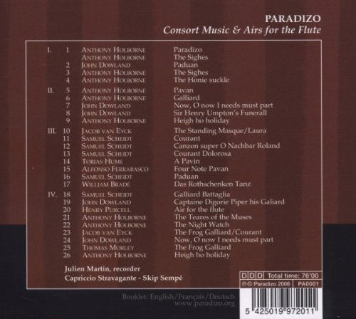 Julien Martin (3), Capriccio Stravagante, Skip Sempé : Paradizo (Consort Music &amp; Airs for The Flute) (CD, Album)