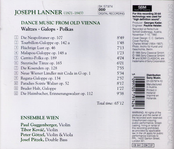 Joseph Lanner* : Dance Music From Old Vienna · Tanzmusik Aus Dem Alten Wien  (CD)
