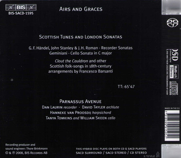 Georg Friedrich Händel, John Stanley (2), Johan Helmich Roman, Parnassus Avenue : Airs And Graces - Scottish Tunes And London Sonatas (SACD, Hybrid, Multichannel)