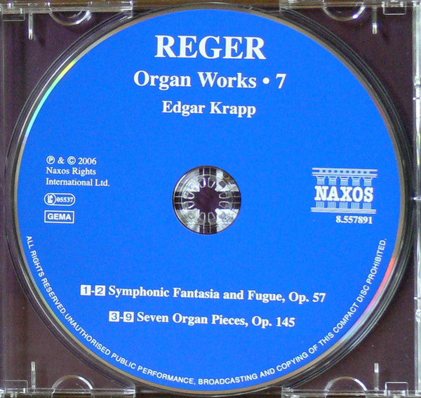 Reger* / Edgar Krapp : Organ Works, Volume 7 / Symphonic Fantasia And Fugue, Seven Organ Pieces (CD)