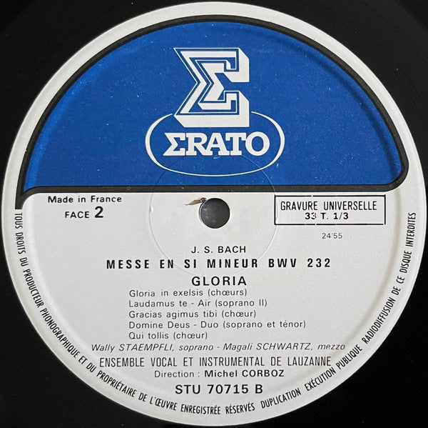 J.S. Bach* - Solistes*, Ensemble Vocal* Et Instrumental De Lausanne*, Michel Corboz : Messe En Si Mineur, BWV 232 (3xLP, Las)