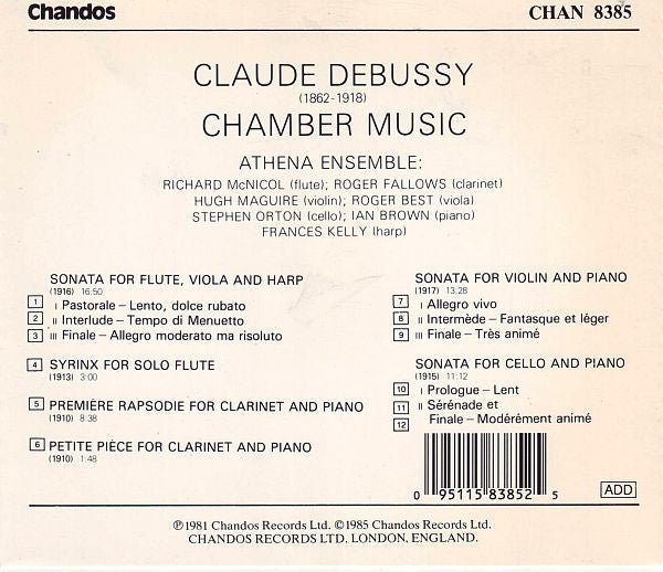 Debussy* - Athena Ensemble : Chamber Music (CD, Album)